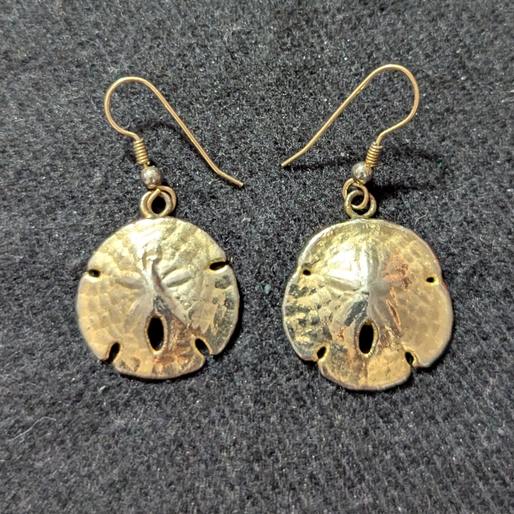 Gold Tone Sand Dollar Lightweight Statement Earrings